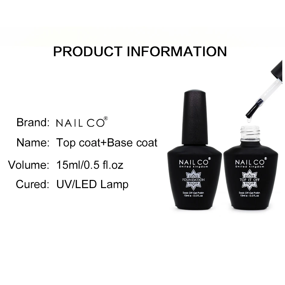 NAILCO 15ml Top Coat Basis Mantel UV Gel Nagellack Semi Permanent Lack Hybrid Lack Nagel Liefert Für Nagel kunst Profis