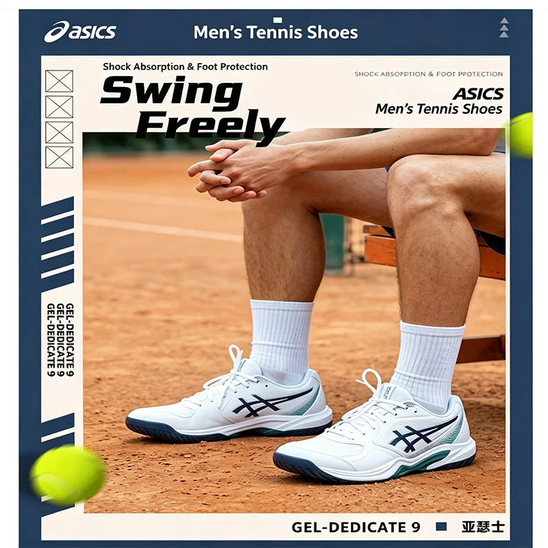 Asics GEL-DEDICATE 9  Mesh Shock Absorption Sneakers With Shoe Box Support Anti Slip Court Footwear Perfect as Gift