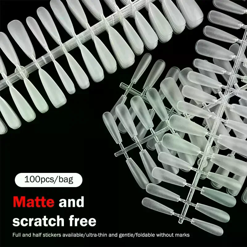 100pcs/Box Matte Fake Nails NO Polishing Press On False Nails Medium Short Design High Matt Soft Gel Nail Tips For Extension