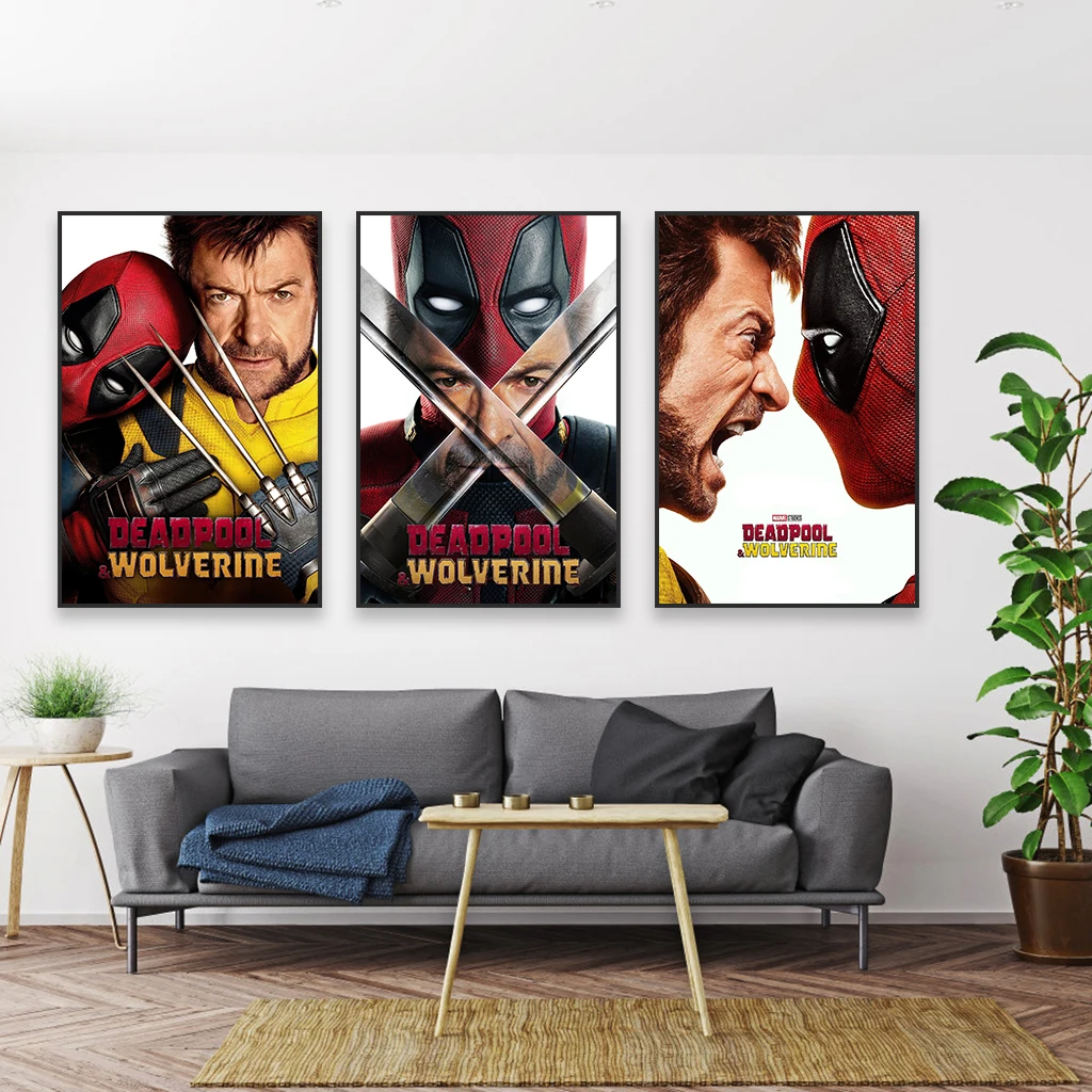 2024 Deadpool And Wolverine Movie Wall Art Poster Disney Superhero Film Art Print Colourful Canvas Painting Reading Room Decor