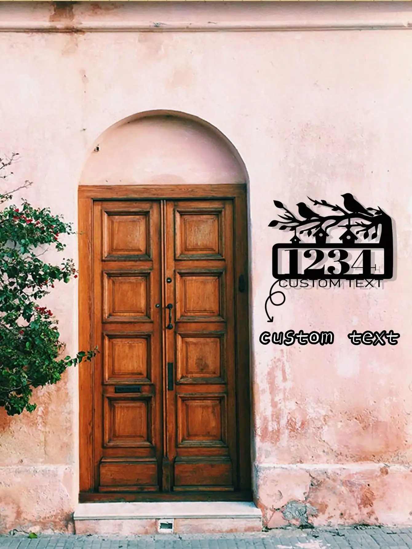 

Персонализированная металлическая табличка с адресом в виде птичьей ветви, настенный декор для дома и сада