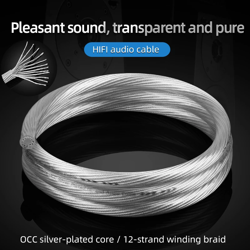 ATAUDIO HiFi Audio Bulk Cable OCC Silver-plated Core 12 Strands Balance Bull Cable for Audio Amplifier Speaker Cable