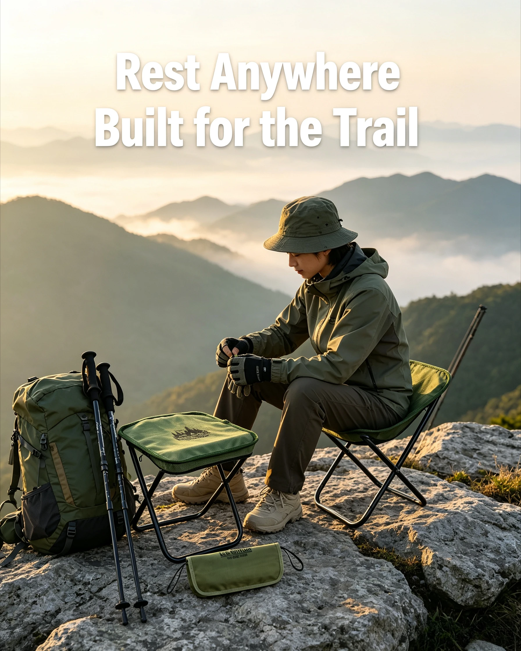 Ultralight Aluminum Folding Camping Chair Portable Tactical Stool Compact Outdoor Seat for Hiking Fishing Adventure Travel