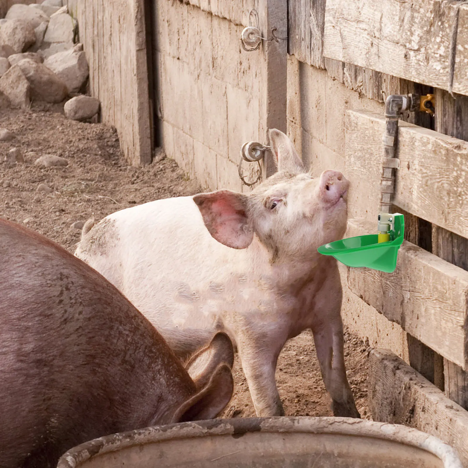 

1pc Fountain Water For Pig Water Bowl Sheep Pet Cattle Drinking Bowl Supplies Pig Cattle Animal Supplies Green