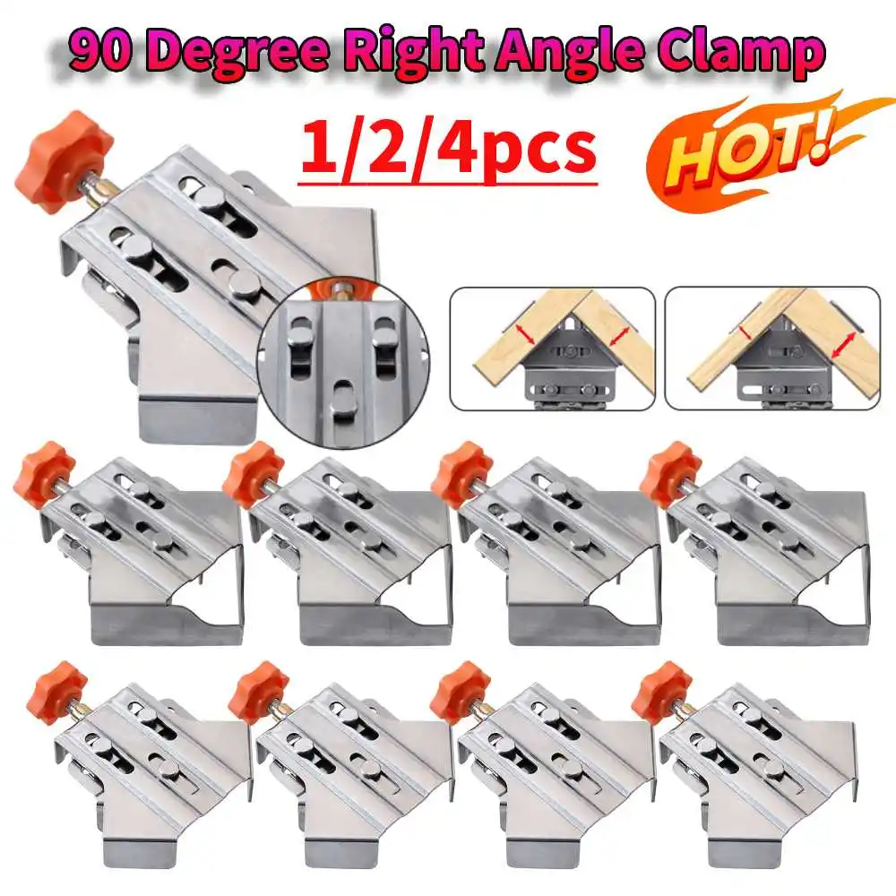 1/2/4pcs Splicing Clamp Locator 90 Degree Fixing Clips Adjustable Swing Jaw Stainless Steel Photo Frame Clip Wood Corner Clamps