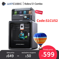 Anycubic Kobra S1 Combo Multi-Color 3D Printer High Precision Core XY Stable Structure Ultra-Quiet Max Speed 600mm/s 3D Printer