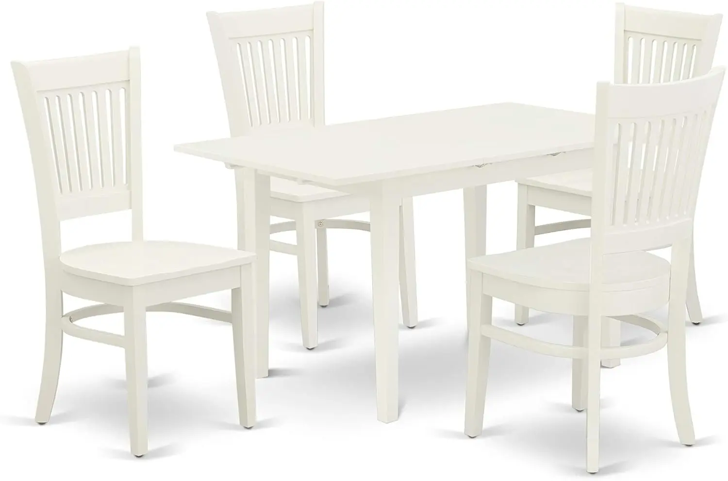 5 Piece Dining Room Table Set Includes a Rectangle Kitchen Table with Butterfly Leaf and 4 Dining Chairs, 32x54 Inch,Linen White