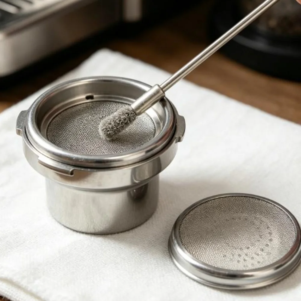Commercial Coffee Scrubber Group Head Cleaning Tool Fine Dense Bristles Stainless Steel Construction Ergonomic Handle Design