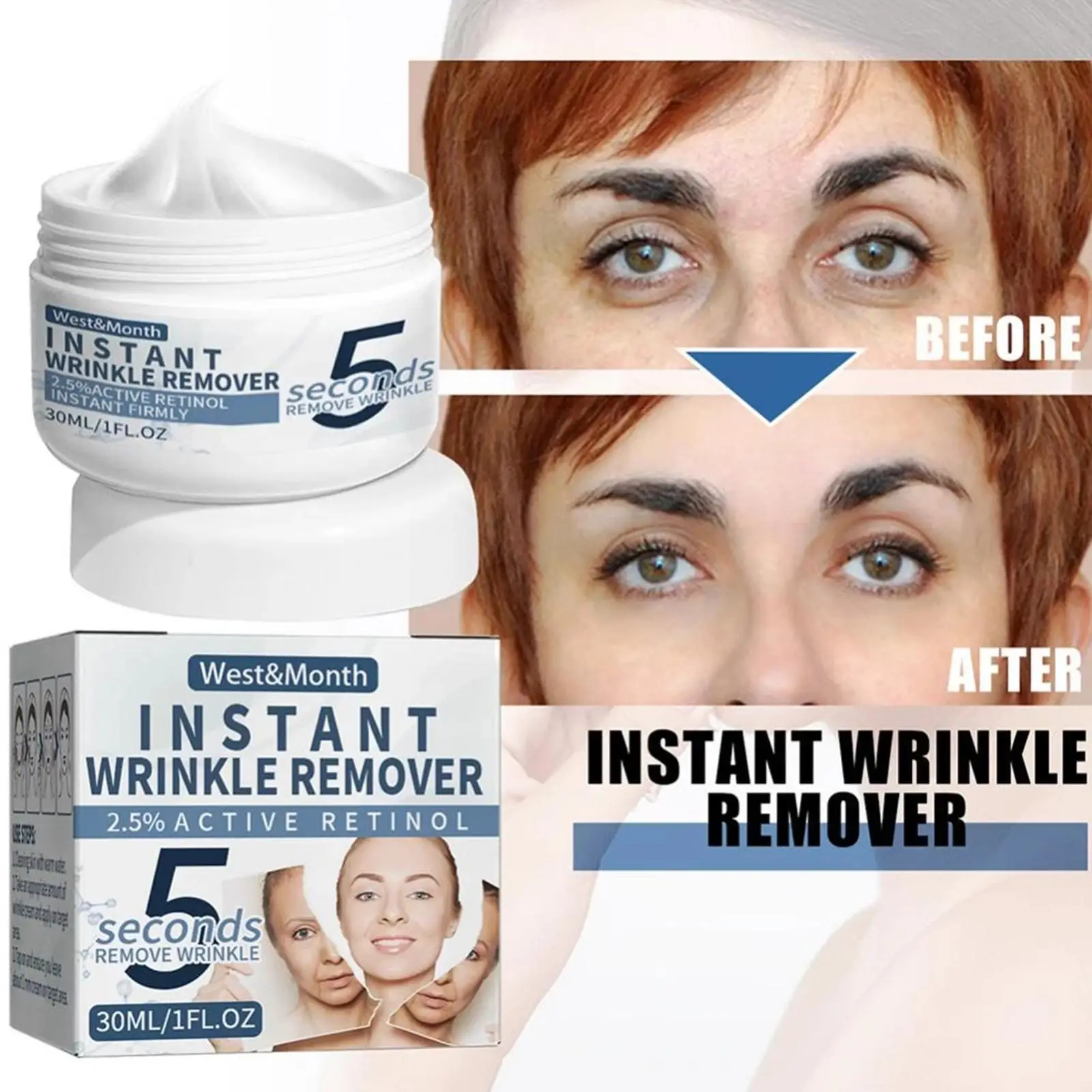 Crème anti-déformable instantanée pour le visage, anti-âge, raffermissant, lifting, ligne de décoloration, soins de la peau fine, cosmétiques hydratants, 5 secondes, X7C3