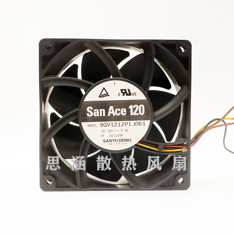 Sanyo Denki 9GV1212P1J061 DC 12V 3.0A 120x120x38mm 4-Wire Server Cooling Fan