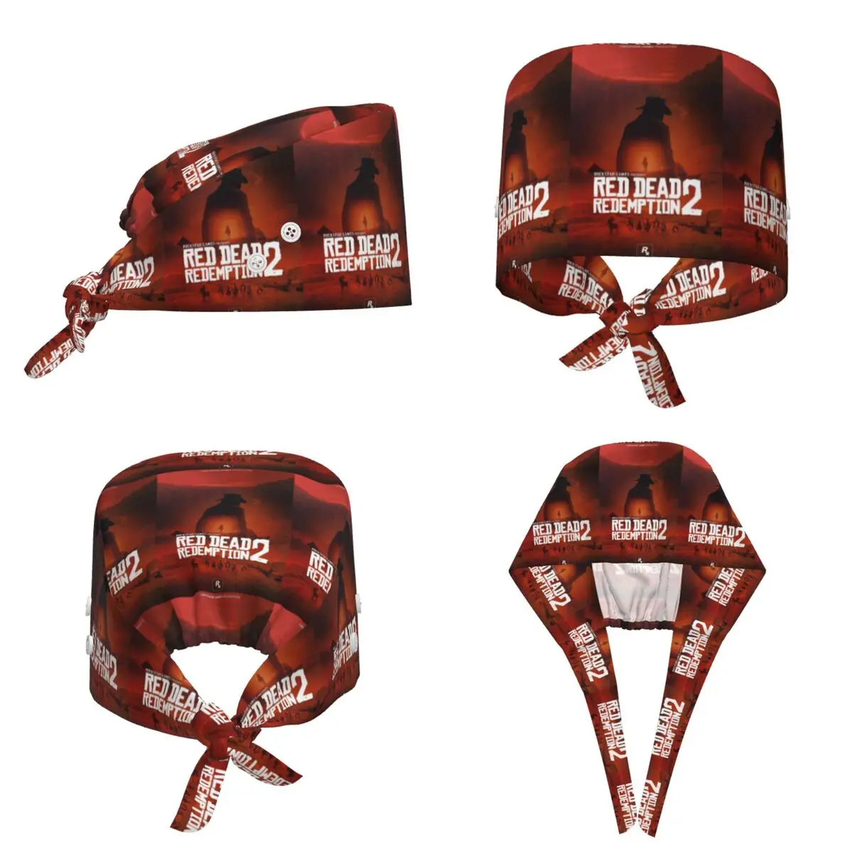 Red Dead Redemption Scrub Hat Doctor Working Surgical Cap Unisex Adjustable Nursing Caps for Dentist