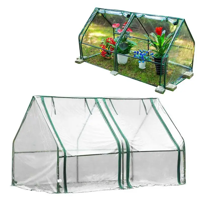 

Portable Grow Tunnel Cover Mini Cloche Greenhouse With Zipper Doors Portable Seedling Rain Proof Polytunnel Green Houses