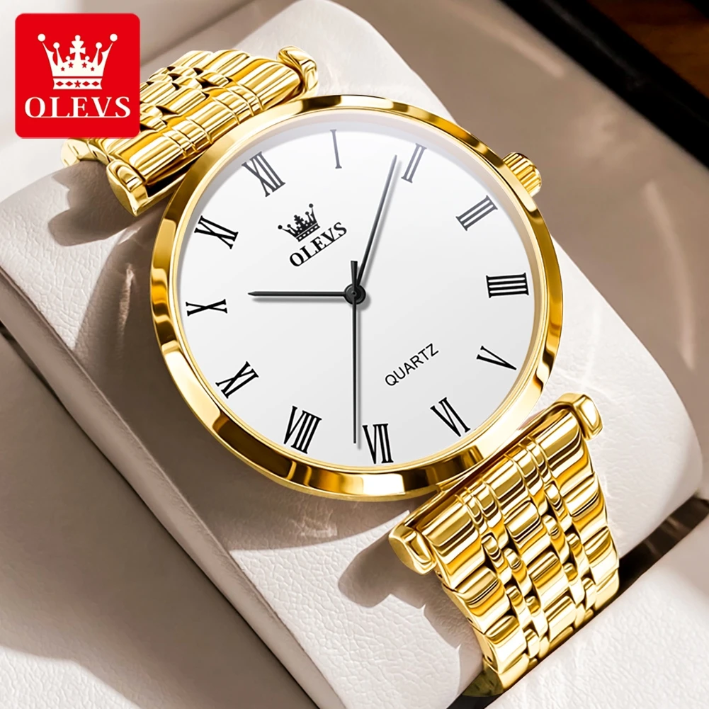 OLEVS Simplicity orologi da uomo di marca originale impermeabile orologio al quarzo moda in scala romana orologio da lavoro con cinturino in acciaio inossidabile