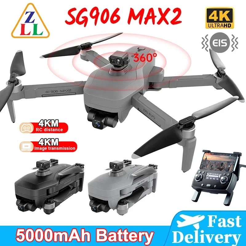 SG906 MAX2 Besta 3E RC Drone Com 3 Eixos Gimbal Profissional 4K HD EIS Câmera GPS 5G Repetidor 4KM Distância FPV 5000mAh Bateria