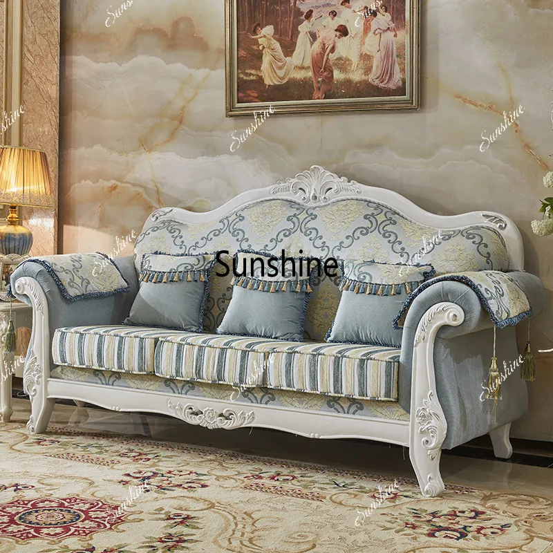 European fabric sofa combination small apartment living room light luxury simple