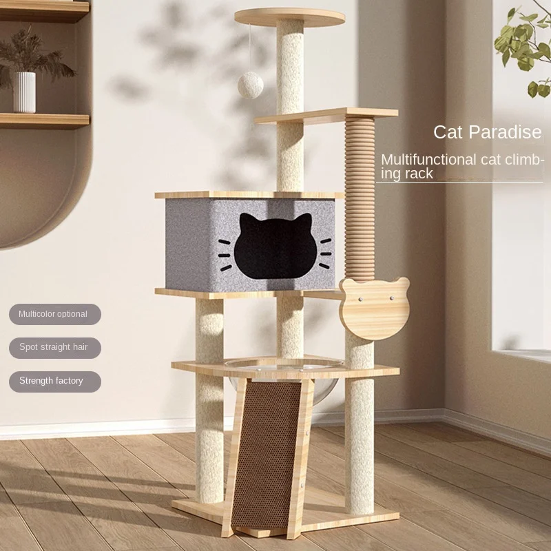 Cat Scratcher Tower with Hammock, Climbing Flower Tree, Condo Ladder, Interactive Wall Furniture, Pet Supplies, Tools