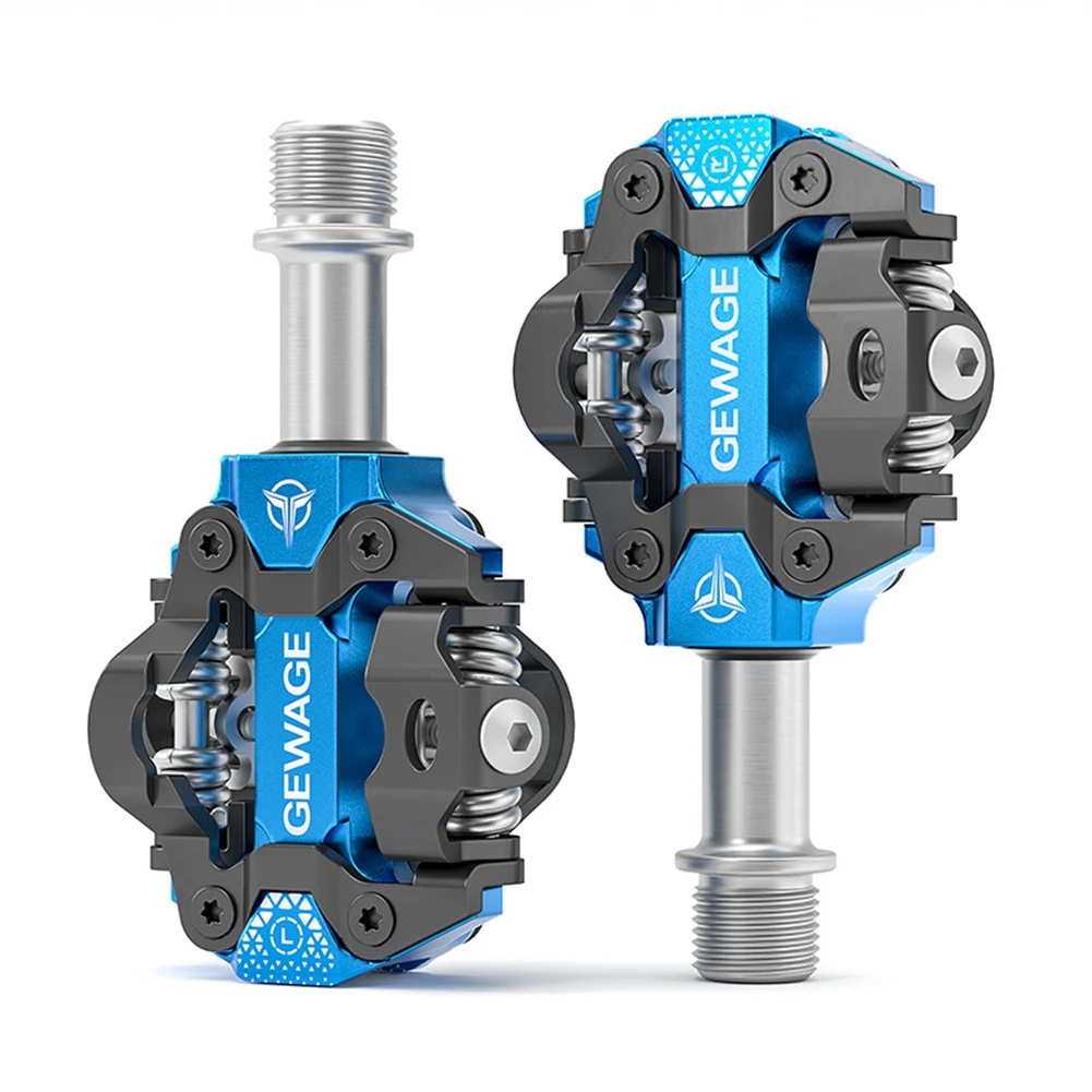 GEWAGE Mountain Bike Self-Locking Pedals Cycling Clipless Pedals Aluminum Alloy SPD CR-MO Pedals Mtb Pedals Bike Pedals,Blue