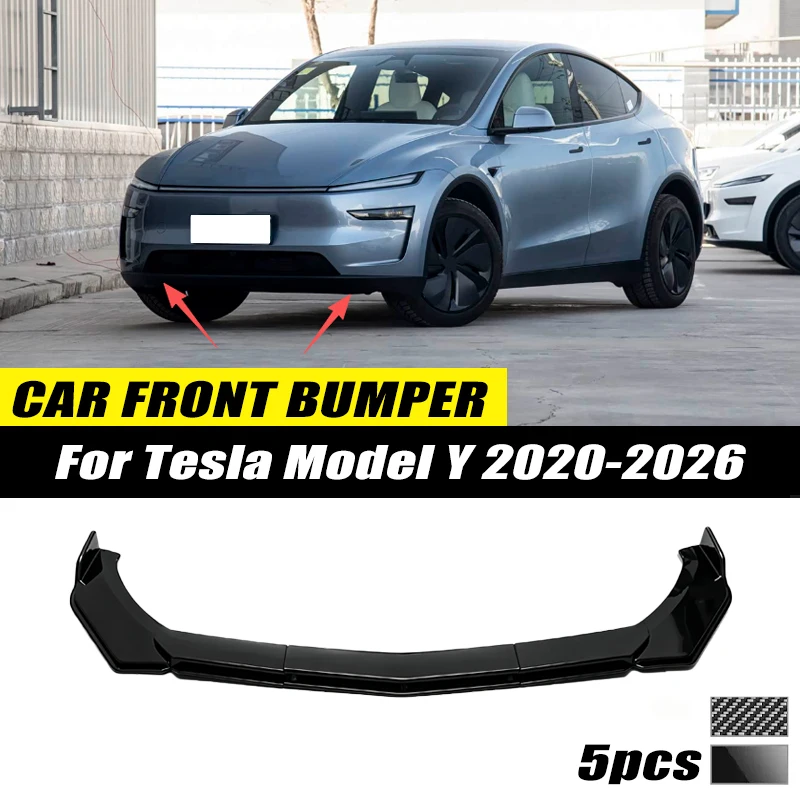 For Tesla Model Y 2020-2026 Front Bumper Lip Front Guard Spoiler High-quality ABS Material Body Kit Front Lip Accessory