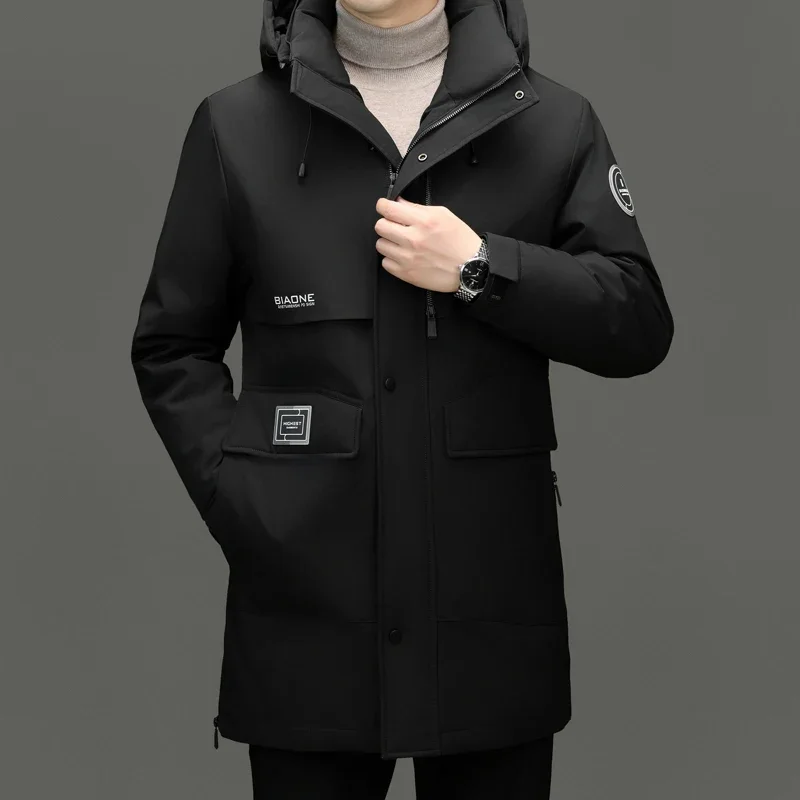 Goose Padding Removable Liner Long Down Jacket Man Hooded Jackets Men's Padded Jacket Warm Man Winter Coat Men's Clothing