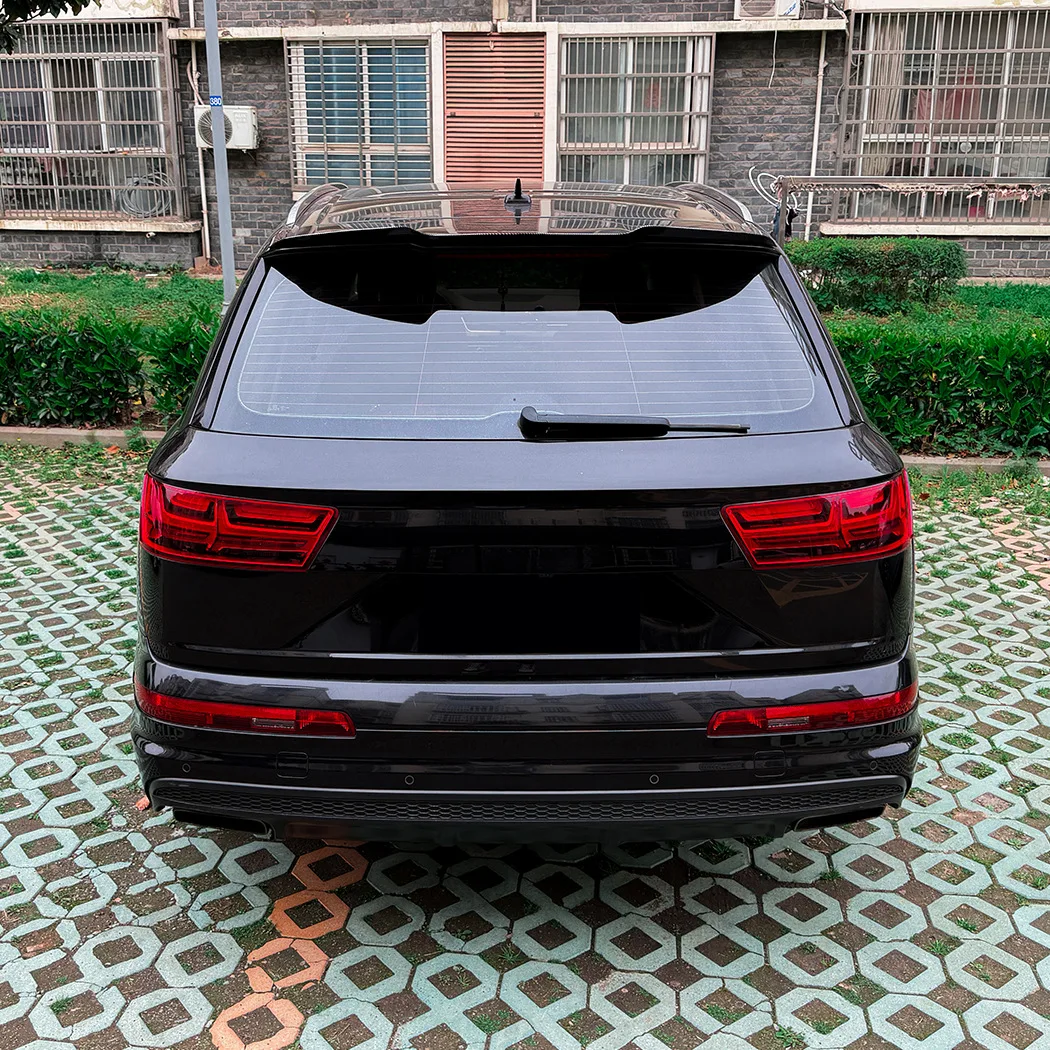 For Audi Q7 MK2 Sline 2016+ Car Rear Trunk Lid Roof Spoiler Wings ABS Plastic Body Kit Exterior Tuning Accessories