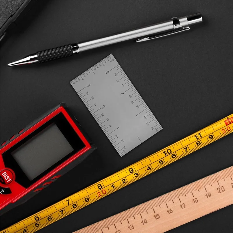 T21C 3In Pocket Rule-Versatile & Matte Woodworking Rulers W/Graduations On All Four Edges For Easy Readability - Marking Tool