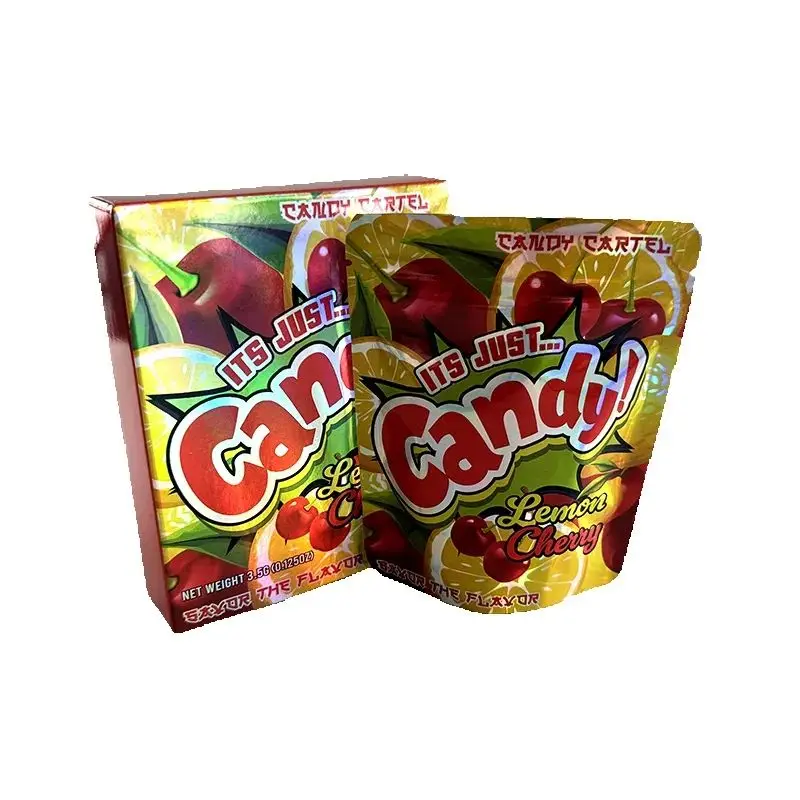 50Pcs Empty Pack Box Set 3.5Gram Packaging Boxes Resealable Zipper Lock Mylar Pouch Strawberry Watermelon Plastic Case