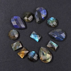 High Quality Labradorite Stone Faceted Round Drop Water Rectangular Loose Spacer Beads For Jewelry Making Rings DIY Accessories