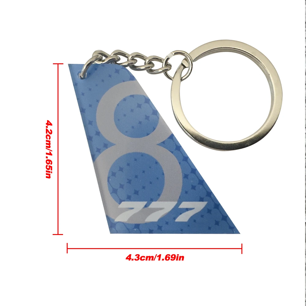 1 PC Wholesale Aviation Keychain Both Sides Print Acrylic Airline Pattern Vertical Tail Car Tag Key Accessories Backpack Pendant