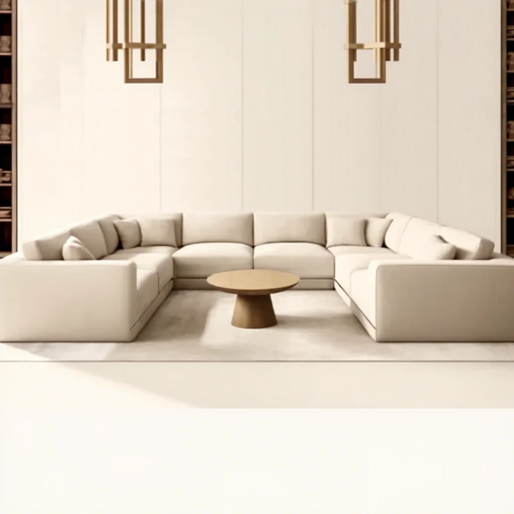 Modern Luxury U-shape Sofa Fabric Sectional Convertible Sponge Bed Indoor Dining Chairs for Living Room Hotels Massage
