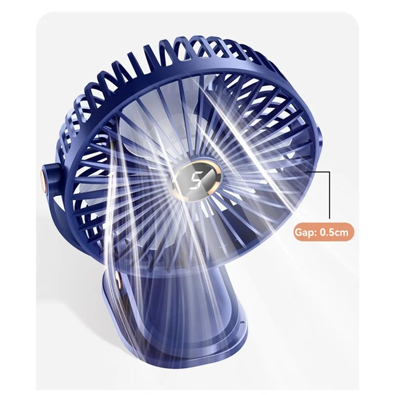 Upgraded 4000Mah Clip-On Fan 5 Speed Digital Display Quiet Rechargeable Desktop Portable Air Circulator Wireless Fan LED Light