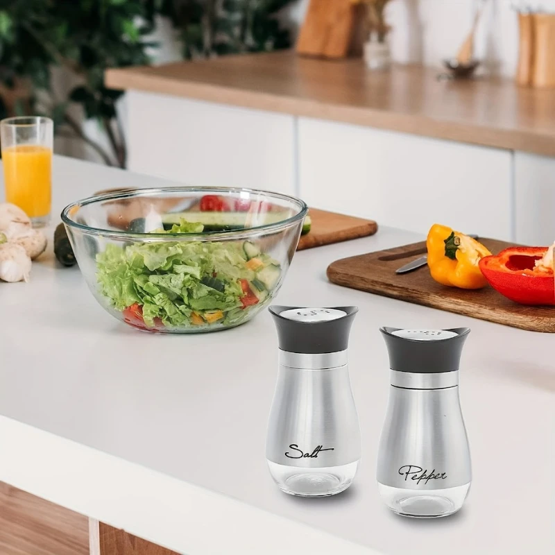 مجموعة مكونة من قطعتين من برطمانات توابل قابلة لإعادة الاستخدام، مثالية للشوي والفلفل والملح والمختومة والمقاومة للرطوبة ومستلزمات المطبخ
