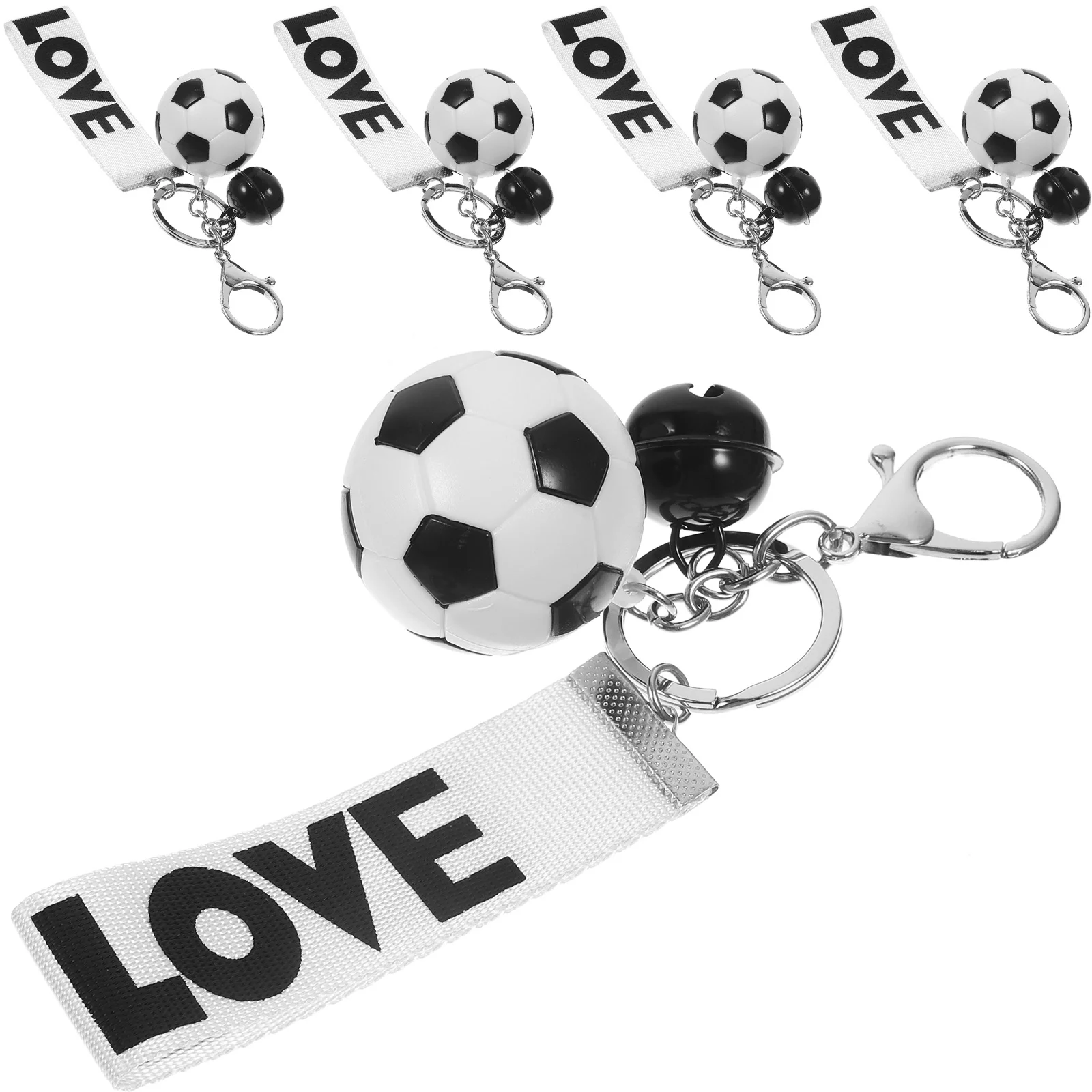 

5 Pcs Football Keychain Chains Men Soccer Rings Accessories for Car Keys Keychains Dad
