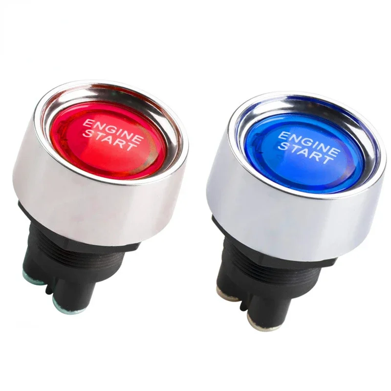 Car modified ignition 12V24V red blue green button self-reset one-key start switch LED light button switch