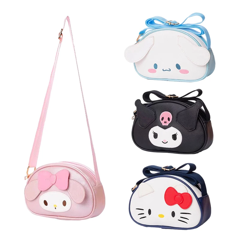 Sanrioed Hello Kitty Handbag Kawaii Anime Melody Kuromi Cinnamoroll Pu Waterproof Mini Cosmetic Bag Travel Tote Birthday Gift