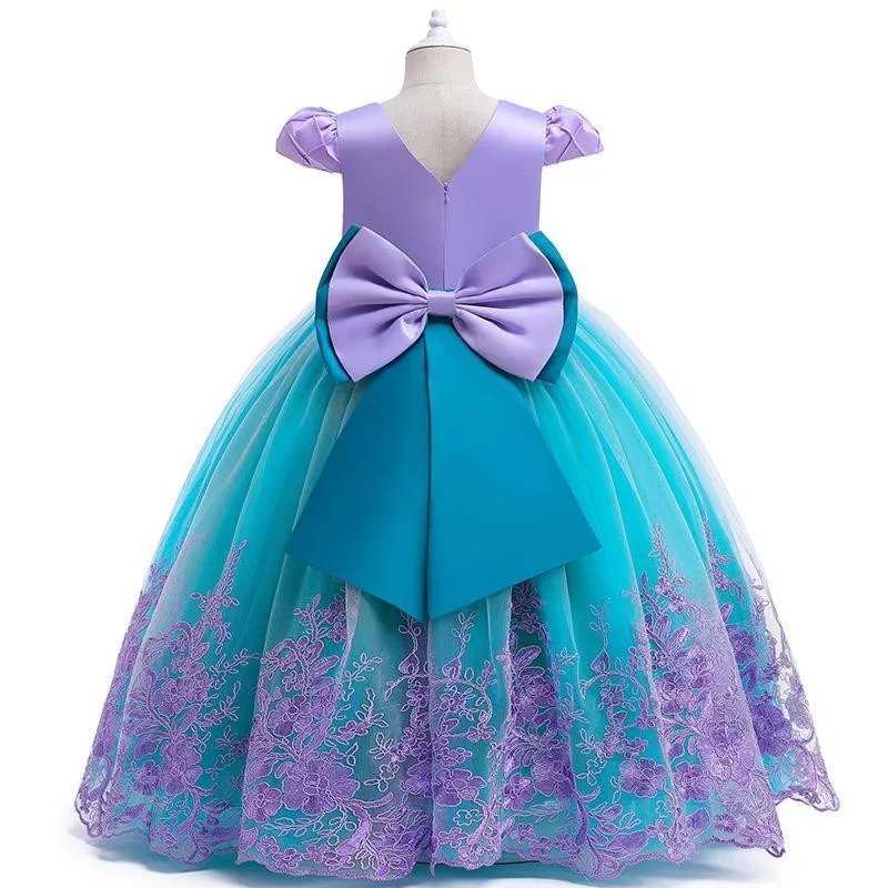 Disney Blue Little Mermaid With Led Dress for Girl Birthday Party Princess Dress Halloween Fantasy Cosplay Ariel Tutu Dress