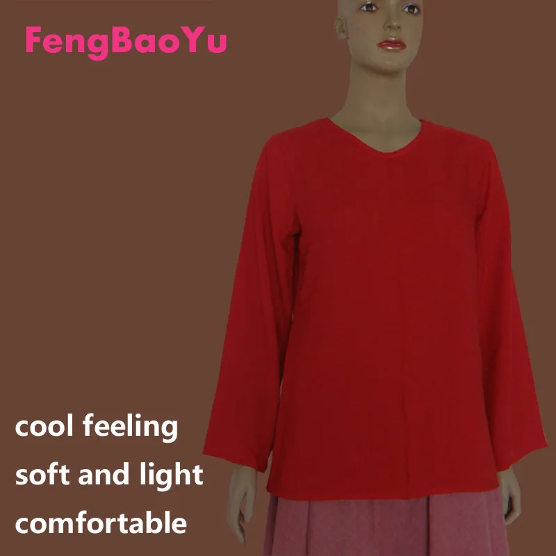 

Fengbaoyu High-quality Summer Cotton Silk Women's Long-sleeved T-shirt Large Size Casual Comfortable Cool Round Neck Fat Girl