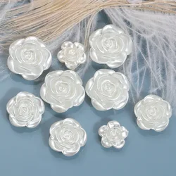 20/50 Pcs Imitation Pearl Flower ABS Perforated Flower Beads for Clothing Sewing Decoration DIY Earrings Jewelry Accessories