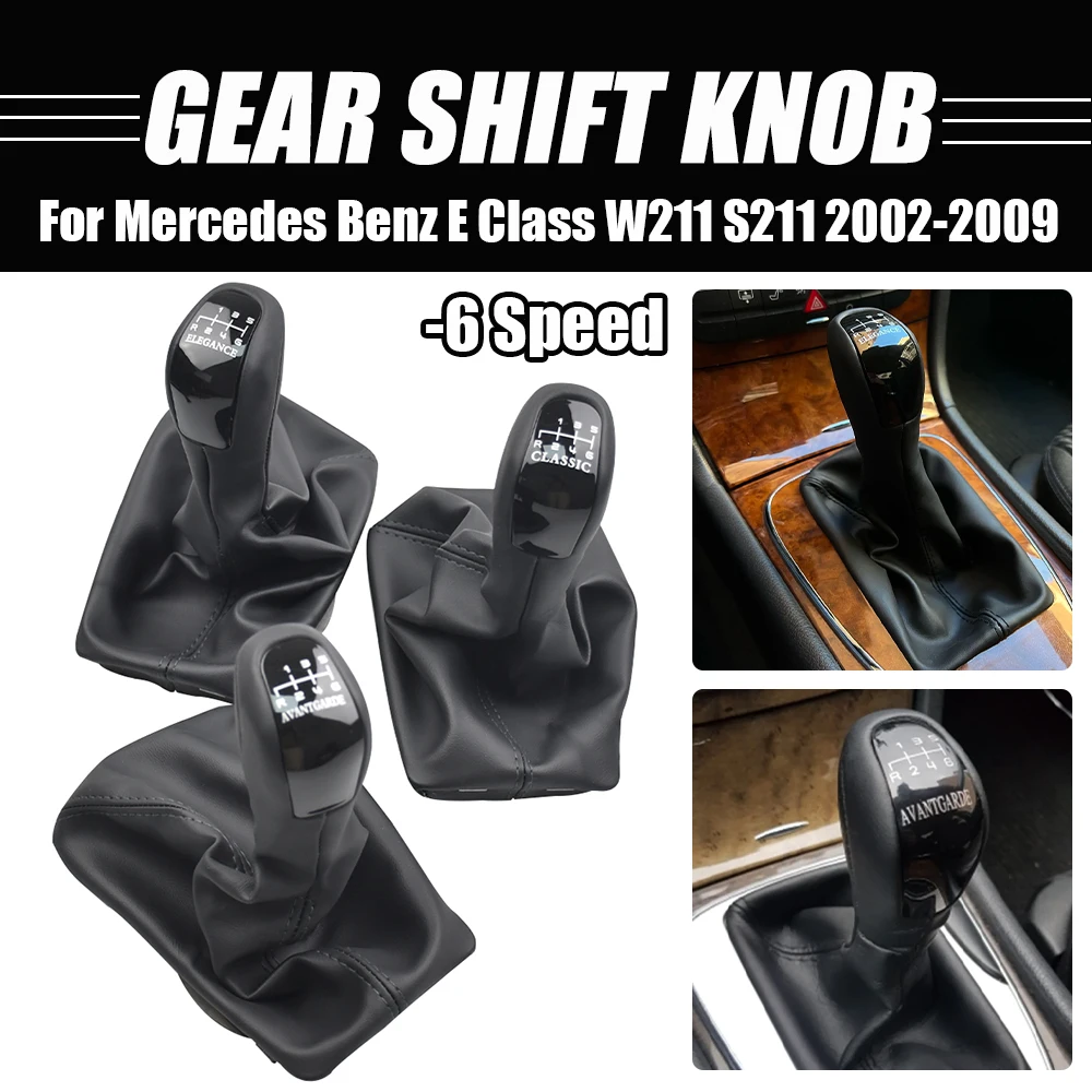 Car 6 Speed Manual Gear Shift knob Level Knob With Leather Boot For Mercedes Benz E Class W211 S211 2002 2003 2004 2005-2009