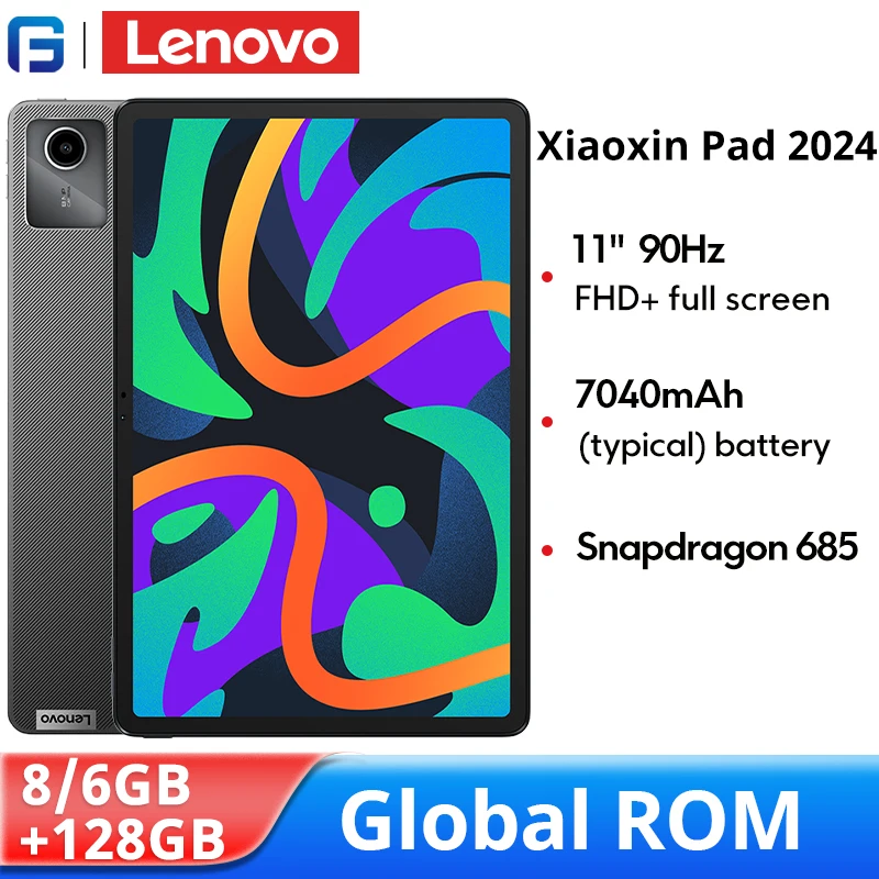 تابلت Lenovo Xiaoxin Pad 2024، ROM عالمي، 6 جيجابايت، 128 جيجابايت، كوالكوم سنابدراجون 685، ثماني النواة، شاشة 11 بوصة، نظام تحديد المواقع، واي فاي، أندرويد تاب