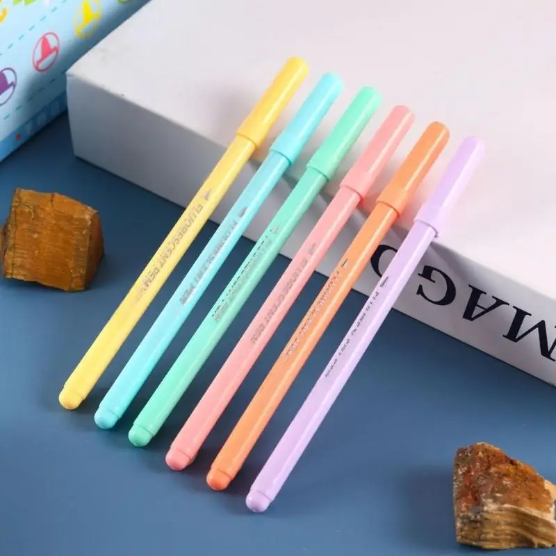 

96GE 6 Pcs Highlighter Pen Fluorescent Pen School Supplies Highlighter Markers