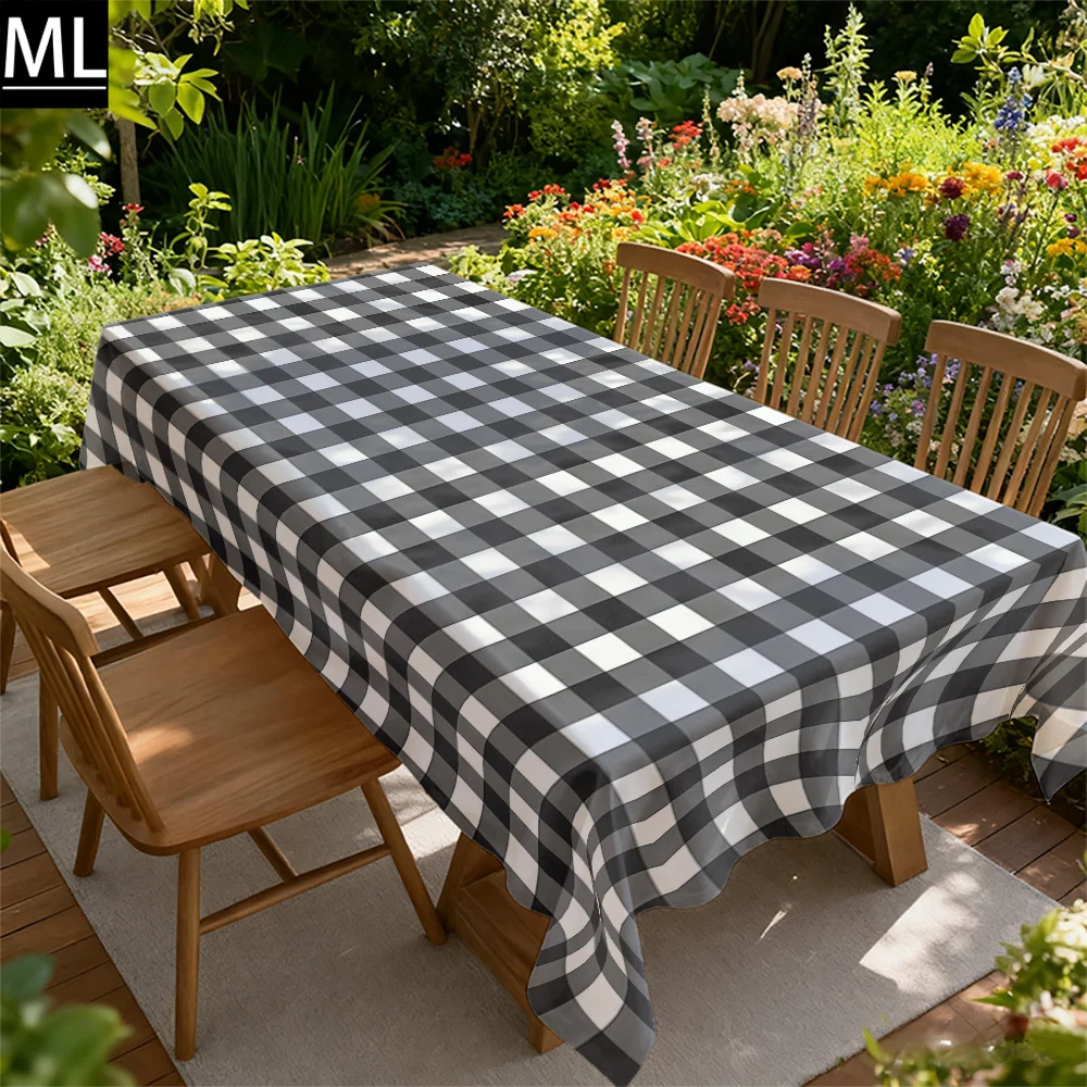 1pc Tablecloth Table Set Classic Black and White Checkered Tablecloth Seamless Repeating Chessboard Pattern Tablecloth