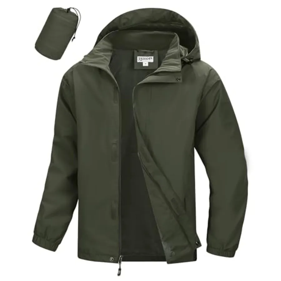 

33, 000Feet Men's Packable Rain Jacket Waterproof Lightweight Raincoat Rain Shell with Hood for Outdoor Hiking Golf Travel