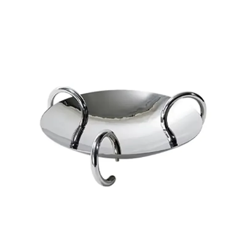 for Modern Light Luxury Style Mirror Polished Stainless Steel Handmade Fruit Plate and Snack Storage Plate