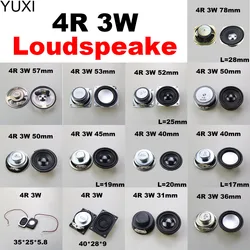 YUXI 1PC Speaker Horn 4R 3W Diameter 31mm 36mm 40mm 45mm 50mm 52mm 53mm 57mm 78mm 4Ohm Mini Amplifier Rubber Gasket Loudspeaker