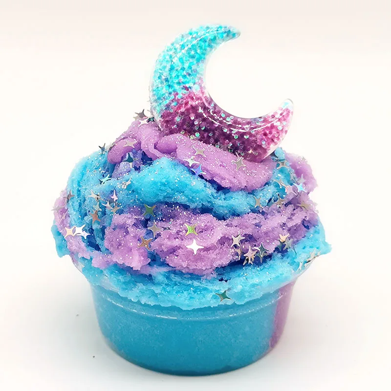 60ml Mixed Butter Slime Kit Fluffy Putty Moon Snowflake Mud Stretchy Non-Sticky Stress Relief Toy for Kids Girls Boys Sensory Pl