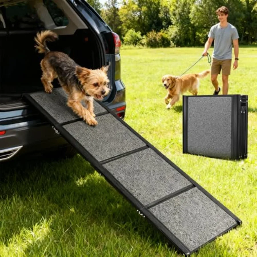 

67 x 20 Dog Ramp for Car Folding Pet Stair Ramps for Truck SUV Portable Pet Steps Load-Bearing 200LBS with Non-Slip Surface