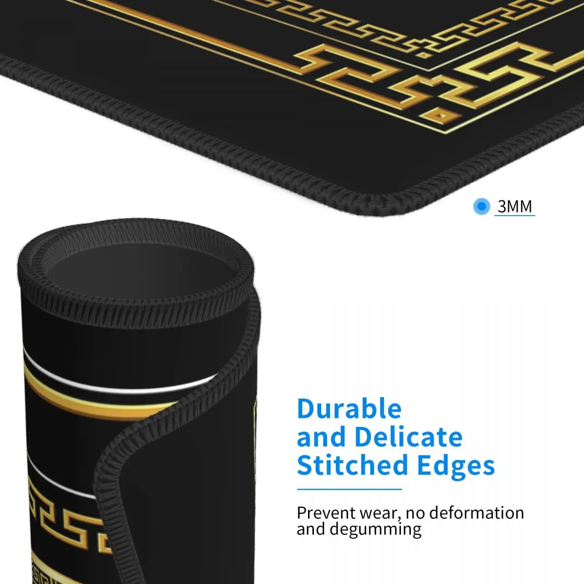 Греческий Key Meander, черный, золотой, большой коврик для мыши, компьютерная клавиатура, коврик для мыши, геймерский настольный коврик для ПК, офисные аксессуары, настольные коврики