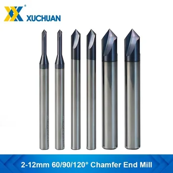 챔퍼 밀링 커터 60 90 120 도 카바이드 챔퍼링 밀 디버링 에지 V 그 로브 라우터 비트 3 플루트 CNC 엔드 밀 2-12mm
