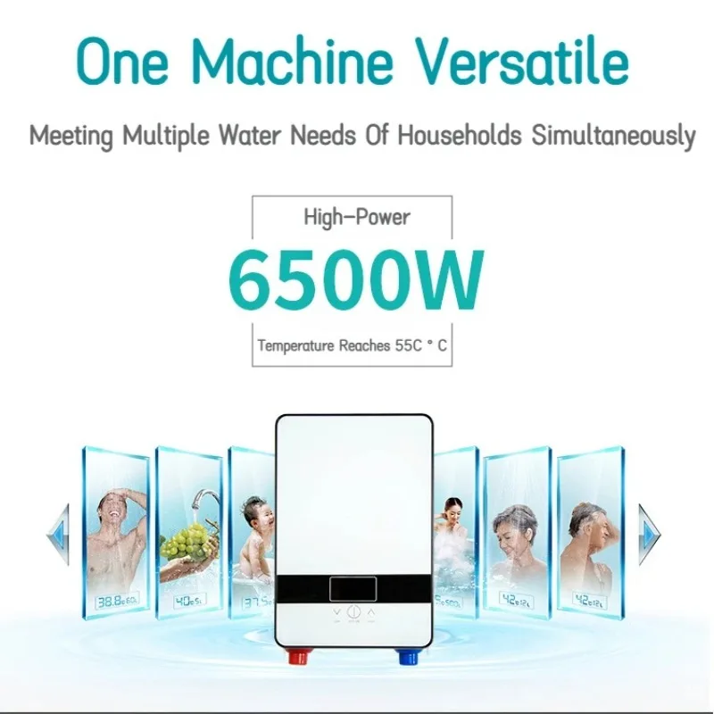 Mini Instant Water Heater 220V LCD Display Thermostat Induction Heater Smart Touch Wall Mounted Electric Water Heater Shower