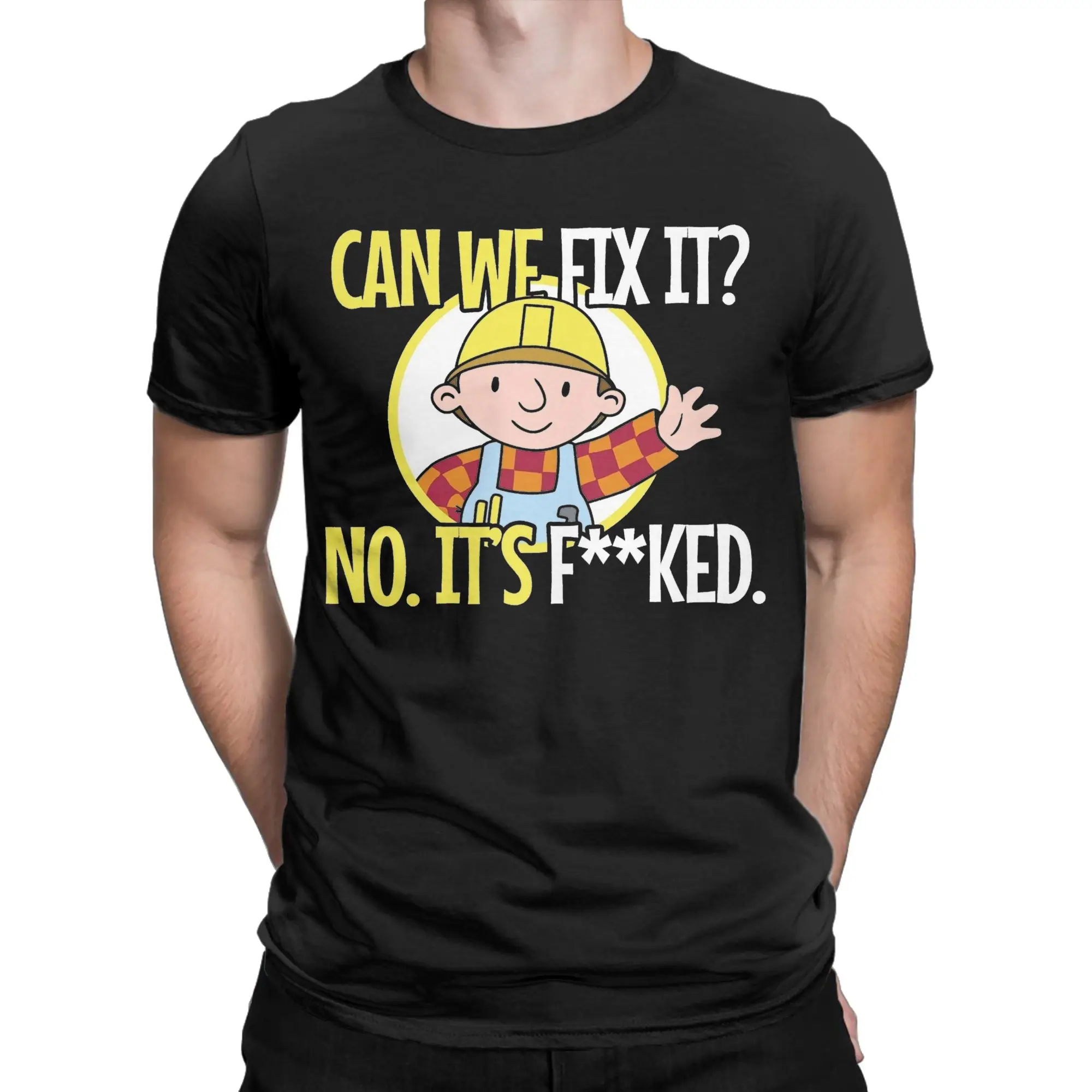Can We Fix It Funny Repair Man Engineer T Shirt Men Cotton Awesome T-Shirts O Neck  Tee Shirt Short Sleeve Clothing Summer